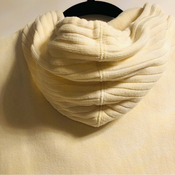 Jones New York Sport Large Creamy Cotton Knit Hoodie Full Front Zipper Hood - Picture 4 of 9